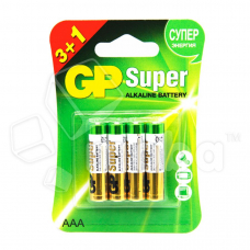 Батарейка GP Super LR03 AAA Alkaline 1.5V (4 шт. в блистере) Батарейка GP Super LR03 AAA Alkaline 1.5V (4 шт. в блистере)