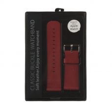 Ремешок для Apple Watch 42 мм/44 мм кожаный без крепежа (красный/коробка)