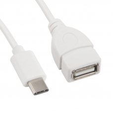 USB OTG адаптер на разъем USB Type-C на USB ПВХ провод (белый/европакет)