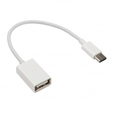 USB OTG адаптер на разъем USB Type-C пластиковый разъем (белый/европакет)