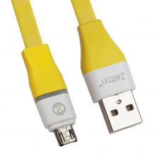 USB LED кабель передачи данных Zetton Flat разъем Micro USB плоский пластиковые разьемы (желтый/OEM)
