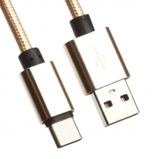 АЗУ Металлическое 2 USB выхода 2.1 А + кабель USB Type C (золотое/блистер)