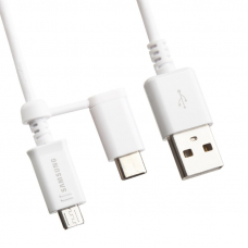 USB Дата-кабель Samsung 2 в 1 Micro USB/USB Type-C 1,5 м. (белый/коробка)