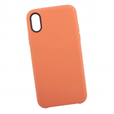 Защитная крышка для iPhone X/Xs кожа (оранжевая/коробка)