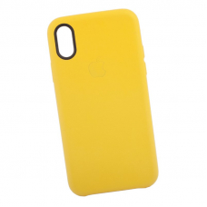 Защитная крышка для iPhone X/Xs кожа (желтая/коробка)