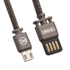 USB кабель WK WDC-030 Master MicroUSB, 1м, металл (черный)