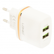 Сетевое зарядное устройство (СЗУ) LDNIO 2 USB выхода 2.4А + кабель Micro USB DL-AC52 белое (коробка)