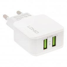 Сетевое зарядное устройство (СЗУ) LDNIO 2 USB выхода 2.4А A2202 белое (коробка)
