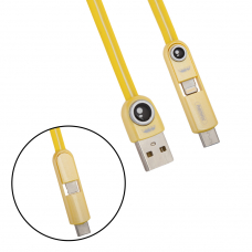 USB кабель REMAX RC-073th Cutie Lightning 8-pin/Type-C/MicroUSB, 3в1, 1м, PVC (желтый)