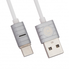 USB кабель WK WDC-045 Thoor Type-C, LED, 1м, силикон (белый)