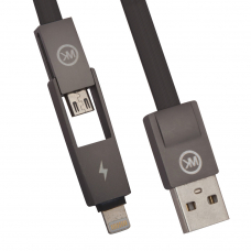 USB кабель WK WDC-014 Yiri Lightning 8-pin/MicroUSB, 2в1, 1м, TPE (черный)