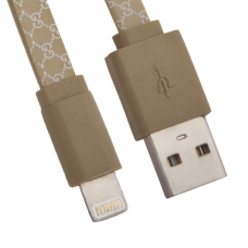 USB Дата-кабель для Apple Lightning 8-pin плоский Gucci 1 метр (желтый)
