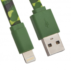 USB Дата-кабель для Apple Lightning 8-pin плоский Army Printing 1 метр (зеленый камуфляж)