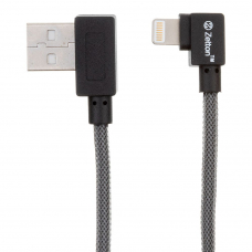 USB кабель Zetton USB SyncCharge RoundArmor Corner Data Cable USB to Lightning круглый пластиковые разьемы (серый) ZTUSBRARCGYA8
