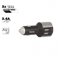 АЗУ HOCO E19 Smart 1xUSB, 2.4А, BT4.2, USB flash, FM, LED дисплей (серый)