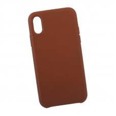 Защитная крышка для iPhone X/Xs Leather Сase кожаная (коричневая, коробка)