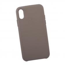 Защитная крышка для iPhone X/Xs Leather Сase кожаная (серая, коробка)