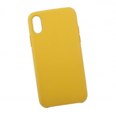 Защитная крышка для iPhone X/Xs Leather Сase кожаная (желтая, коробка)