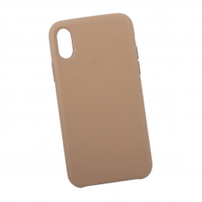 Защитная крышка для iPhone X/Xs Leather Сase кожаная (золотая, коробка)