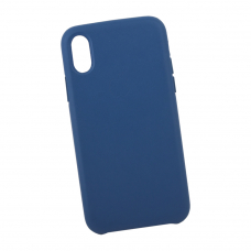 Защитная крышка для iPhone X/Xs Leather Сase кожаная (синяя, коробка)