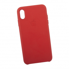 Защитная крышка для iPhone Xs Max Leather Сase кожаная (красная, коробка)