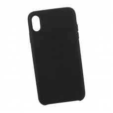 Защитная крышка для iPhone Xs Max Leather Сase кожаная (черная, коробка)