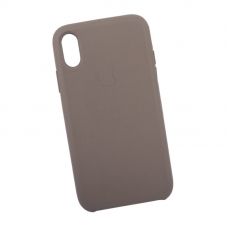 Защитная крышка для iPhone Xr Leather Сase кожаная (серая, коробка)