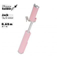 Держатель монопод HOCO K9 Graceful зажим, 3.5мм, 0.65м (розовый)