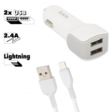 АЗУ HOCO Z23 Grand Style 2xUSB, 2.4А + USB кабель Lightning 8-pin, 1м (белый)