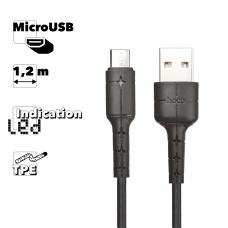 USB кабель HOCO X30 Star MicroUSB, LED, 1.2м, TPE (черный)
