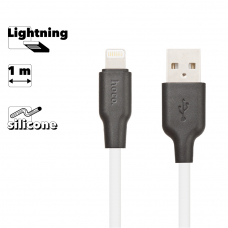USB кабель HOCO X21 Silicone Lightning 8-pin, 1м, силикон (белый/черный)