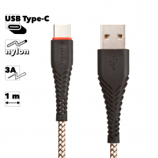 USB кабель BOROFONE BX25 Powerful Type-C, 3А, 1м, нейлон (черный)