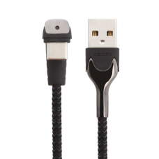 USB кабель REMAX RC-097a HEYMANBA Type-C, 3А, LED, загнутый, 1м, нейлон (черный)