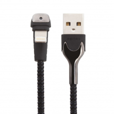 USB кабель REMAX RC-097i HEYMANBA Lightning 8-pin, 3А, LED, загнутый, 1м, нейлон (черный)