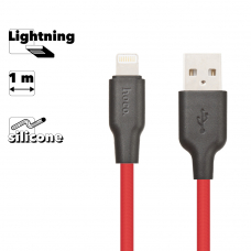 USB кабель HOCO X21 Silicone Lightning 8-pin, 1м, силикон (красный/черный)