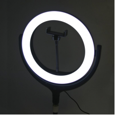 Кольцевая светодиодная лампа 26 см.10 Вт. 3000-6000К F-539A с LED подсветкой (видеоблогеры, селфи, слоуфи) (черный)