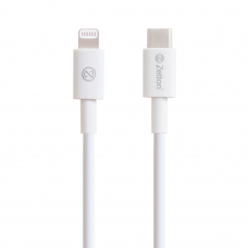 USB-C кабель передачи данных Zetton MFi разъем Apple Lightning 8 pin белый (ZTUSBCMFI1A8)