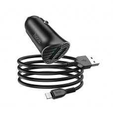 АЗУ HOCO Z39 Farsighted 2xUSB, 3А, 18W, QC3.0 + USB кабель Lightning 8-pin, 1м (черный)