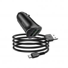 АЗУ HOCO Z39 Farsighted 2xUSB, 3А, 18W, QC3.0 + USB кабель MicroUSB, 1м (черный)