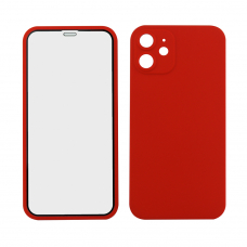 Защита 360° стекло + чехол для iPhone 12 mini (красный)