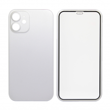 Защита 360° стекло + чехол для iPhone 12 mini (серебро)