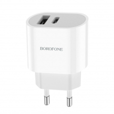 СЗУ BOROFONE BA62A Wiseacre 1xUSB + USB-C, 2.4A (белый)