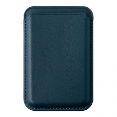 Чехол-бумажник магнитный MagSafe кожаный для iPhone (темно-синий)