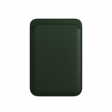 Чехол-бумажник Apple iPhone Leather Wallet MagSafe (кожа/коробка/темно-зеленый)