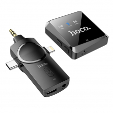 Беспроводной микрофон HOCO S31 Stream 3в1 микр.+реcив, 2.4G, MiniJack 3.5 мм/Type-C/Lightn. (серый)