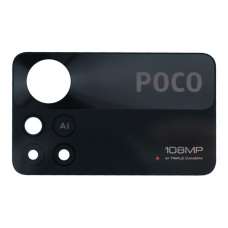 Стекло задней камеры для Xiaomi Poco X4 Pro 5G (2201116PG) (без рамки) (черный)