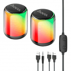 Bluetooth колонка HOCO BS56 Colorful BT5.2, 2x5W, AUX/USB, RGB, громкость +/- (черный)