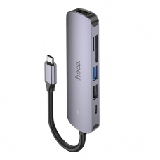 Адаптер HOCO HB28 USB-C на HDTV+USB 3.0+USB2.0+SD+TF (серый)