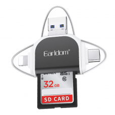 USB OTG Картридер Earldom ET-OT71 6 в 1 Type-C/Lightning 8-pin/USB на SD/MicroSD (черный)
