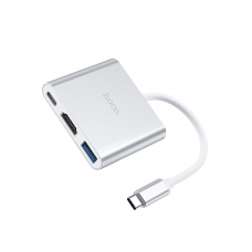 Адаптер HOCO HB14 Easy USB-C на USB3.0+HDMI+USB-C, PD 67W (серый)